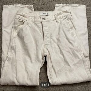 abercrombie & fitch white cream cargo jeans